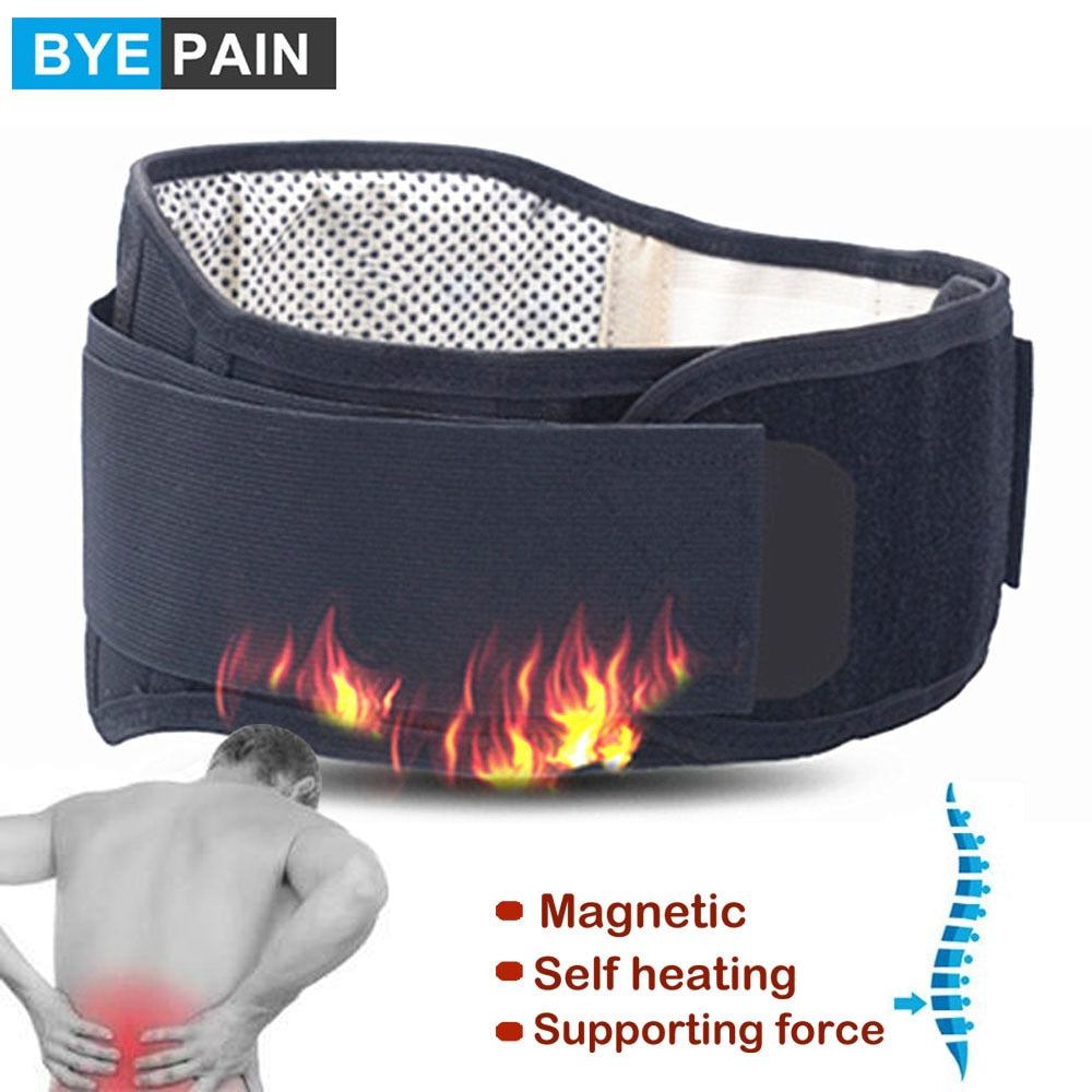 BYEPAIN Adjustable Tourmaline Waist Belt Self Heating Magnetic Therapy Lumbar Back Support Waist Back Brace Belts For Man Woman